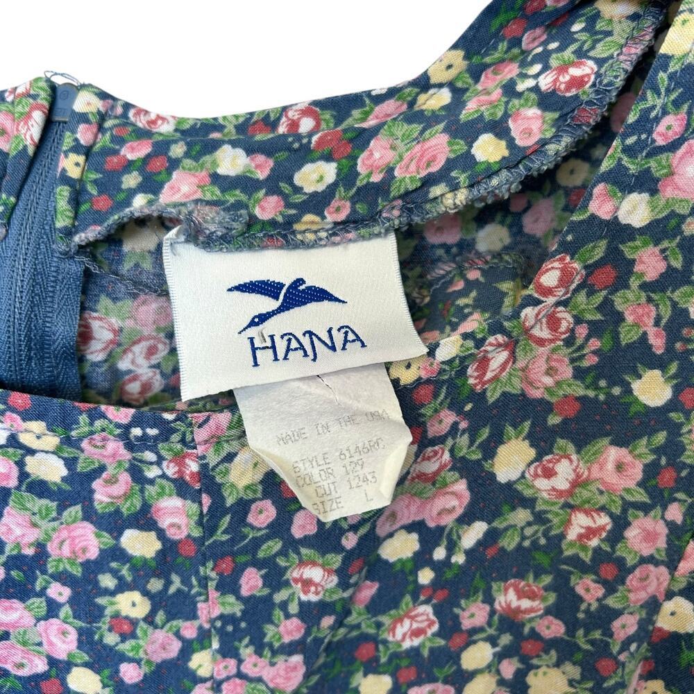 Vintage 90's Floral Rayon Romper Blue Pink Cottagecore Summer Mini size Large - Picture 8 of 9